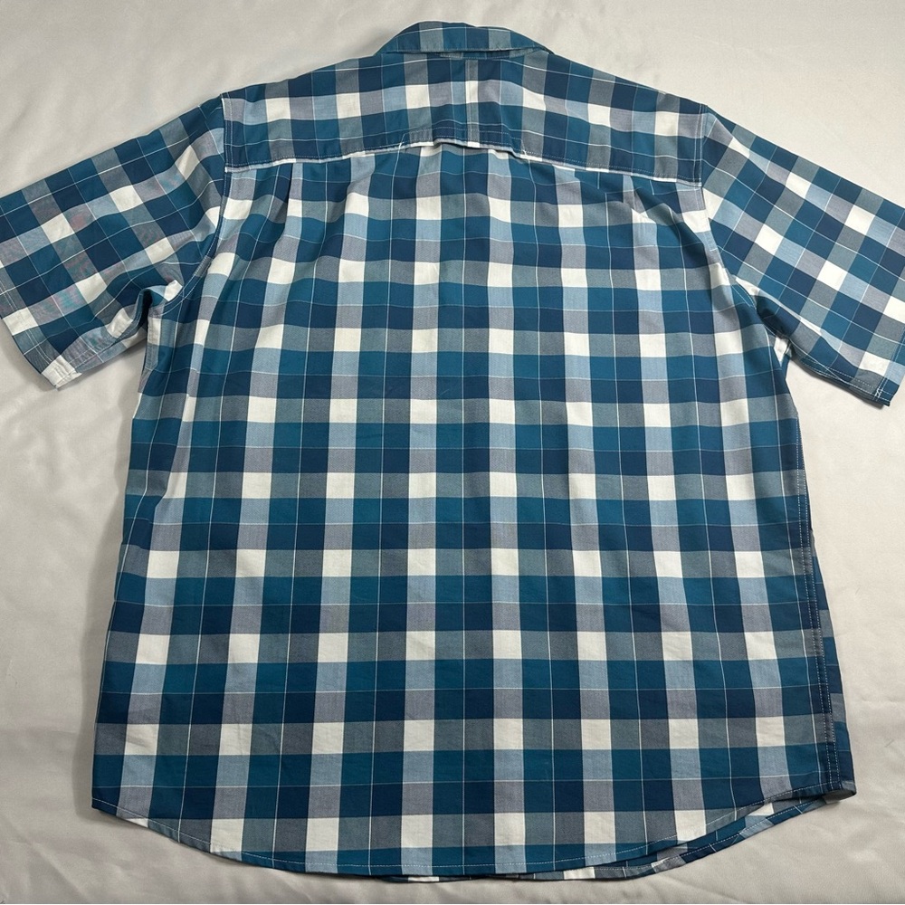 Wrangler Men's Teal and White Plaid Button Down Shirt - Picture 2 of 13
